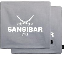 Sansibar Dekoratīvs spilvens, dīvāna spilvens, 100% kokvilna (pārvalks - 45 x 45 cm - 2 gabali, pelēks/balts)