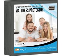 Utopia Bedding Ūdensnecaurlaidīgs matrača aizsargs King Size Premium frotē matrača pārvalks 200 g/m², elpojošs, pieguļošs, ar elastīgām kabatām (pelēks)