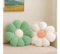 HOVCEH Ziedu spilveni, gudrs Margrietiņa spilvens zaļš+balts ziedu formas 40cm, 40cm, sagatavoja ziedu istabas dekoru guļamistabai, dīvānam, dīvānam, 2 iepakojums