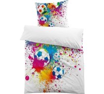 MUSOLEI Futbola gultasveļa 135 x 200 cm Zēni Bērnu gultasveļa Futbola mikrošķiedras poliestera 3D druka zēniem Segas pārvalks un 1 spilvendrāna 80 x 80 cm bērniem, krāsains