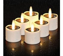 HL Saules tējas gaismas āra lietošanai, saules sveces āra ūdensizturīgs, saules sveces ārā krēslas līdz rītausmai saules gaismas uzlādējams LED mirgo dārza puse galda apdare (silti balta Pack of