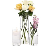 AKOLAFE 3 stikla vāžu komplekts 15/20/25 cm cilindra stikla vāzes ziedu vāzes stikla vāžu komplekts stikla vāzes galda dekorēšanai kāzu vāzes stikla dekoratīvie stikliņi mūsdienīgi svecēm, ziediem, oļiem, laternām