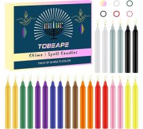 Tobeape Spell Chime Candles Krāsainas sveces 4" augstas, bez aromāta, mini sveces burvestībām, burvju altārim, burvju rīkiem, rituāliem, lūgšanām, meditācijai un svinību dekorēšanai, 24 gab. iepakojumā