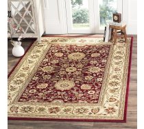 Safavieh Lyndhurst kolekcijas tradicionālais paklājs dzīvojamai istabai ēdamistabai guļamistabai ar īsu kaudzi sarkans un ziloņkaula krāsas 200x300cm
