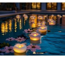 12 gab. 5,1 cm LED peldošās sveces, 180 stundas peldošas sveces baseinam, piemērotas romantiskām kāzu dekorācijām / vannas istabai / baseinam / strūklakai