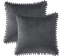 PiccoCasa Samta spilvenu pārvalki 2 Pack Pom Pom Ziemassvētku iemest spilvenu lietu kvadrātveida cietā mīksta spilvenu pārvalki dīvānam dīvānam guļamistabai auto tumši pelēks 50x50cm