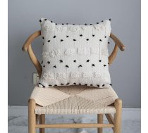 LIGICKY Boho Tufted Dekoratīvie spilvenu pārvalki, Tufted, mīksts spilvena pārvalks, kokvilnas dekoratīvais spilvens, dīvāna spilvens viesistabai, dīvānam, guļamistabai, birojam, automašīnai, 45 x 45 cm, balts un melns