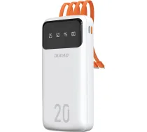 Dudao Powerbank K6Pro+ 20000mAh ar integrētiem USB-C microUSB iPhone Lightning kabeļiem - balta