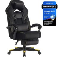 SONGMICS spēļu krēsls Biroja krēsls Datorkrēsls Ergonomisks dizains ar kāju balstu Regulējams spilvens jostas spilvens Slodzes ietilpība 150 kg Tintes melns OBG077B08