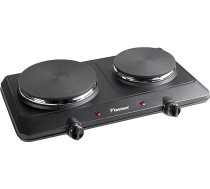 Bestron elektriskā plīts, dubultā plīts ar diametru 18 cm un 15 cm, ideāli piemērota kempingam, birojam vai virtuvei, ar diviem nepārtraukti regulējamiem termostatiem, līdz 2250 vatu, melna krāsa