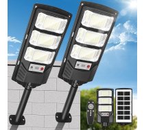 Saules apgaismojums āra lietošanai, 2 gab., 300 W LED saules gaismas ar kustības sensoru un tālvadības pulti, saules ielu apgaismojums āra lietošanai, IP66 ūdensizturīgs saules sienas apgaismojums dārzam, garāžai, garāžai