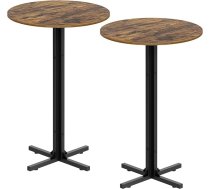 Bāra galdi 90 cm augsts komplekts no 2 bāra galdiem Rūpnieciskais dizains Universāls regulējams regulējams kāju apaļš galds restorāniem Virtuves bāri Bāri Bāri Vintage Brown un Black XBT10L2BR