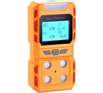 Pārnēsājams gāzes detektors 4-in-1, portatīvs gāzes noplūdes detektors ar digitālo LCD displeju, 4 gāzes mērītājs ar skaņas gaismas vibrācijas signālu un balss norādījumiem, uzlādējams akumulators (oranžs)