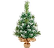 himaly 60 cm / 2 pēdas Mākslīgā galda mini Ziemassvētku eglīte ar sniegpārslu rotājumu, 2 veidu priežu lapām, 65 galotnēm, lina kokvilnas un cementa pamatnes Ziemassvētku rotājumiem