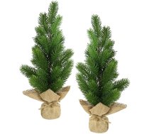 Mākslīgā mini Ziemassvētku eglīte no džutas, 2 gab., 38 cm, dekoratīvā mazā Ziemassvētku eglīte, Ziemassvētku eglīte, mākslīgā egle, dekoratīvā eglīte, skujkoki, X'Mas Ziemassvētku rotājums, Adventes rotājums