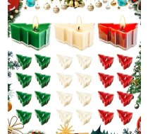 24 Stück Weihnachten Teelichter - Handgefertigte Exquisite Christbaumkerzen mit Transparent Halter - 8 Rot, 8 Grün, 8 Weiß - Adventsdeko, Weihnachtskerzen Set für Haus Weihnachten Dekoration Geschenke