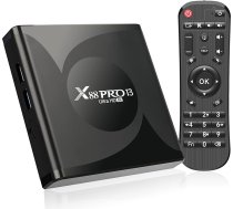 Android 13.0 TV Box, X13 4GB RAM 64GB ROM RK3528 Quad-Core 64bit Cortex-A53 atbalsts 2.4/5.0GHz Dual Band WiFi BT5.0 3D 8K 1080P H.265 10/100M Ethernet HDMI2.0 Smart TV Box