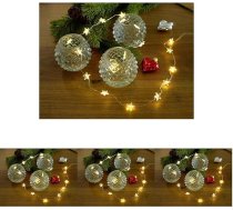 Konstsmide, 3139-103 LED dekoratīvās pasaku gaismas, 40 caurspīdīgas zvaigznes, ar ieslēgšanas/izslēgšanas slēdzi, ar mirdzuma efektu, 40 silti baltas diodes, darbojas ar baterijām, iekštelpās, sudraba stieple, zelta krāsā, 40 LED diodes
