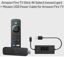 Amazon Fire TV Stick 4K Select + Amazon Fire TV misijas USB barošanas kabelis