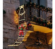 SelfTek LED Ziemassvētku vecīša kāpnes, 160 cm Ziemassvētku vecīša kāpšanas kāpnes, LED Ziemassvētku rotājumi ar taimeri, 8 gaismas funkcijas, ar iespēju regulēt apgaismojumu, paredzēti Ziemassvētku rotājumiem iekštelpās un ārpus telp
