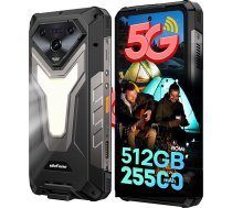 Ulefone Armor 34 Āra mobilais tālrunis 5G AI viedtālrunis 25500mAh 66W 32GB + 512GB/SD-2TB, 6,95 collu FHD+ 120Hz Android 15 ar 1100LM daudzpusīgu LED apgaismojumu 50MP + 64MP nakts redzamības 4 IR LED diodes dizains/3-slots/OTG/NFC