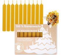 Ziemassvētku eglīšu sveces, 20 sveces, 10% bišu vaska, piramīdas formas sveces, medus dzeltenā krāsā, 13 mm x 105 mm, dabīgā vaska sveces Ziemassvētku eglītei, Ziemassvētku dekoram, Adventes vainagam.