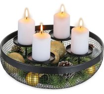 Romadedi Adventes vainags Moderns metāla Adventes kompozīcija: Adventa vainags melns Adventa sveču turētājs 4 stabu svecēm Ziemassvētku Adventa bļoda Dekoratīva bļoda sveču turētājs Adventa galda dekorēšanai Ziemassvētku dekorēšana Ziema