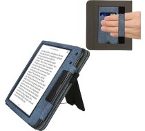 kwmobile Korpuss saderīgs ar Kobo Kobo Kobo Libra Colour / Tolino Vision Colour Korpuss - Flip korpuss ar siksniņu - mākslīgās ādas vāciņš - tumši zils tumši pelēks