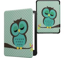 kwmobile Flip Case saderīgs ar Amazon Kindle Paperwhite (2024)/Colorsoft Case - eReader Case - Pūce Miega Turquoise Brown Mint Green