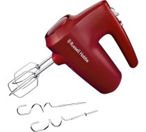 Russell Hobbs Desire sarkans rokas maisītājs (5 ātruma līmeņi + impulsa funkcija, 2 trauku mazgājamā mašīnā mazgājami putekļi un mīklas kulšanas āķi ar hromētām aplikācijām, pamatne, 350 W) Rokas maisītājs 27152-56