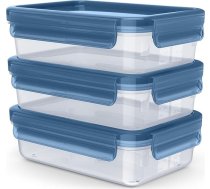Emsa Clip & Close Eco pārtikas uzglabāšanas trauku komplekts, 3 gab., 0,8 l, ekodizains, necaurlaidīgs, higiēnisks, piemērots mikroviļņu krāsnijām, saldētavām un trauku mazgājamām mašīnām, nesatur BPA, zils, N1171700
