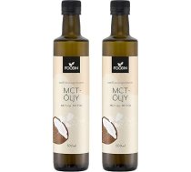 FOODIN MCT eļļa 1000 ml (2 x 500 ml) Izgatavota no 100% kokosriekstu eļļas, vidēja ķēdes triglicerīdu (MCT) eļļa, izgatavota no ražotiem kokosriekstiem, 100% bez lipekļa un vegāniska, ideāli piemērota ketogēnai diētai.