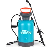 Goutime sūkņa spiediena smidzinātājs terases tīrīšanai, putu smidzinātājs, dārza smidzinātājs, smidzinātājs augu aizsardzībai 5 l ietilpība ar šļūteni, pārnēsāšanas siksnu un regulējamu plastmasas sprauslu un spiediena samazināša