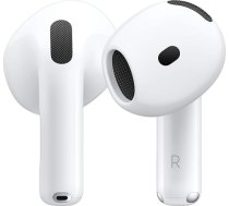 Apple AirPods 4 bezvadu austiņas, Bluetooth austiņas ar aktīvo trokšņu slāpēšanu, adaptīvo audio funkciju, personalizēto 3D audio funkciju, caurspīdīguma režīmu, USB-C lādēšanas ietvaru, bezvadu lādēšanu