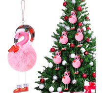 Amyhill 6 x rozā flamingo rotājumi Ziemassvētku vecīša cepurē Ziemassvētku dekorēšanai