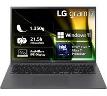 LG gram 17 collu piezīmjdators - 1350 g Intel Core Ultra7 klēpjdators (32 GB RAM, 2 TB Dual SSD, 21,5 h akumulatora darbības laiks, IPS paneļa antirefleksīvs displejs, Win 11 Home, 2024) - pelēks