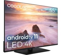 Cecotec QLED 55 collu Smart TV V1+ sērijas VQU11055Z+ 4K UHD, Android 11, bezrāmju, Peana, Dolby Vision un Atmos, HDR10, plaša krāsu gamma 96%, 2 skaļruņi 10 W un 12 W zemfrekvences skaļrunis Rokturis 20 23 ES