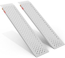 VNN Alumīnija nojumes rampa 2 Pack 1,5 m gara 1,5 m gara Ride-on pļaujmašīnas iekraušanas rampa Vieglas izturīgas pretslīdes rampas ar perforētu plāksnes virsmu, 1000 lb ietilpība zāles pļāvējam ATV motociklam 8"