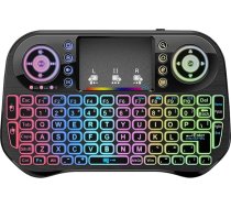 LONGYI I10 Mini tastatūra bezvadu ar skārienpaliktni, mini tastatūra Smart TV tastatūrai, Bluetooth un 2,4 GHz USB bezvadu ar RGB LED apgaismojumu Android Box/Smart TV/PC/Pad/Xbox/HTPC/IPTV