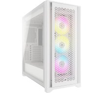 Corsair iCUE 5000D RGB Airflow Mid Tower korpuss, patiesi balts - 3 × AF120 RGB Elite ventilatori, iCUE Lighting Node PRO apgaismojuma vadība - augstas gaisa plūsmas konstrukcija - balts