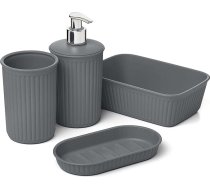 Tatay Baobab Collection 4 vannas istabas piederumu komplekts (krūze + dozators + ziepju trauks + organizators A6), izgatavots no polipropilēna, 100 % pārstrādāta plastmasa, nesatur BPA, kokogles pelēks krāsojums