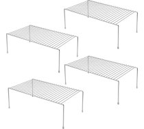 IPEGTOP Virtuves skapīša organizētājs, 4 lielu (40 x 24 cm) nerūsējošā tērauda nerūsējošā tērauda sieta plauktu komplekts garšvielām, skapjiem, darba virsmām un piederumiem (hroms)