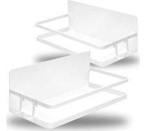 com-four® 2 x ledusskapja magnētiskie plaukti - Piekaramais plaukts ar 2 āķiem - Magnētiskais virtuves plaukts garšvielām u.c. - Metāla organizators satur līdz 6 kg