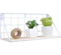 INMOZATA Sienas plaukts 23 x 14,5 x 11 cm Peldošais plaukts Masīvkoka metāla plaukts Sienas grāmatu plaukts CD plaukts Piekaramais plaukts guļamistabai Dzīvojamā istaba Bērnu istaba Balts