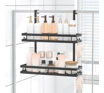 IVTUVTI Hanging Shower Caddy 2-līmeņu vannas istabas plaukts ar dubulto piekaramo grozu - durvju/sienas plaukts dušas piederumiem Durvju piekaramais plaukts dušas piederumiem