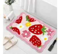 Avezano Rozā zemeņu vannas paklājs 50x80cm Cute Flower Bath Mat Super mīksts absorbējošs neslīdošs mazgājams mašīnā