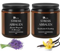 2 aromātisko sveču komplekts STRESS ABBAUEN|sveces burciņā|dāvana ar aromātisku sveci|dāvana ar sojas vaska sveci|dāvanas sievietēm, vīriešiem, draudzenei, draugam, mammai, Ziemassvētku dāvana|pretstresa sveces dāvanas