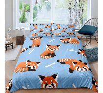 Homemissing Red Panda gultas veļas komplekts 135 x 200 cm Cute Animal Pattern gultas komplekts bērniem Zēni Meitenes Karikatūra Panda drukāts sega Cover Set dzīvnieku pasaules stils 2 gabali Blue bērnu istabas dekori