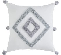 Indigo Ink Medallion Collection Boho Tufted Diamond spilvens ar pušķiem, 20 x 20 collas, balts