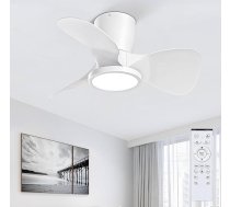 Ateroll Griestu ventilators ar apgaismojumu, diametrs 61 cm, aptumšojams 3CCT (3000K-4000K-5000K), 1500 lm griestu ventilators ar tālvadības pulti, 4 ātrumi, taimeris, piemērots viesistabai, guļamistabai